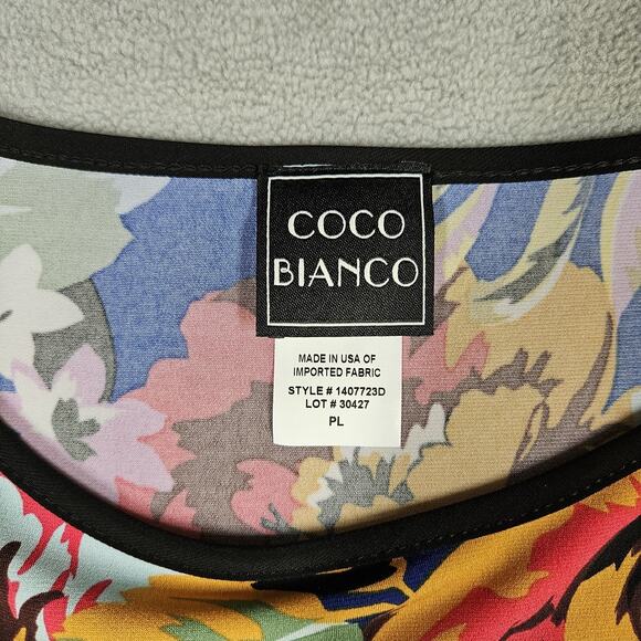 Coco Bianco Blouse Womens Petite L Bell Sleeve Top Feminine Career Boho Colorful - Picture 4 of 9